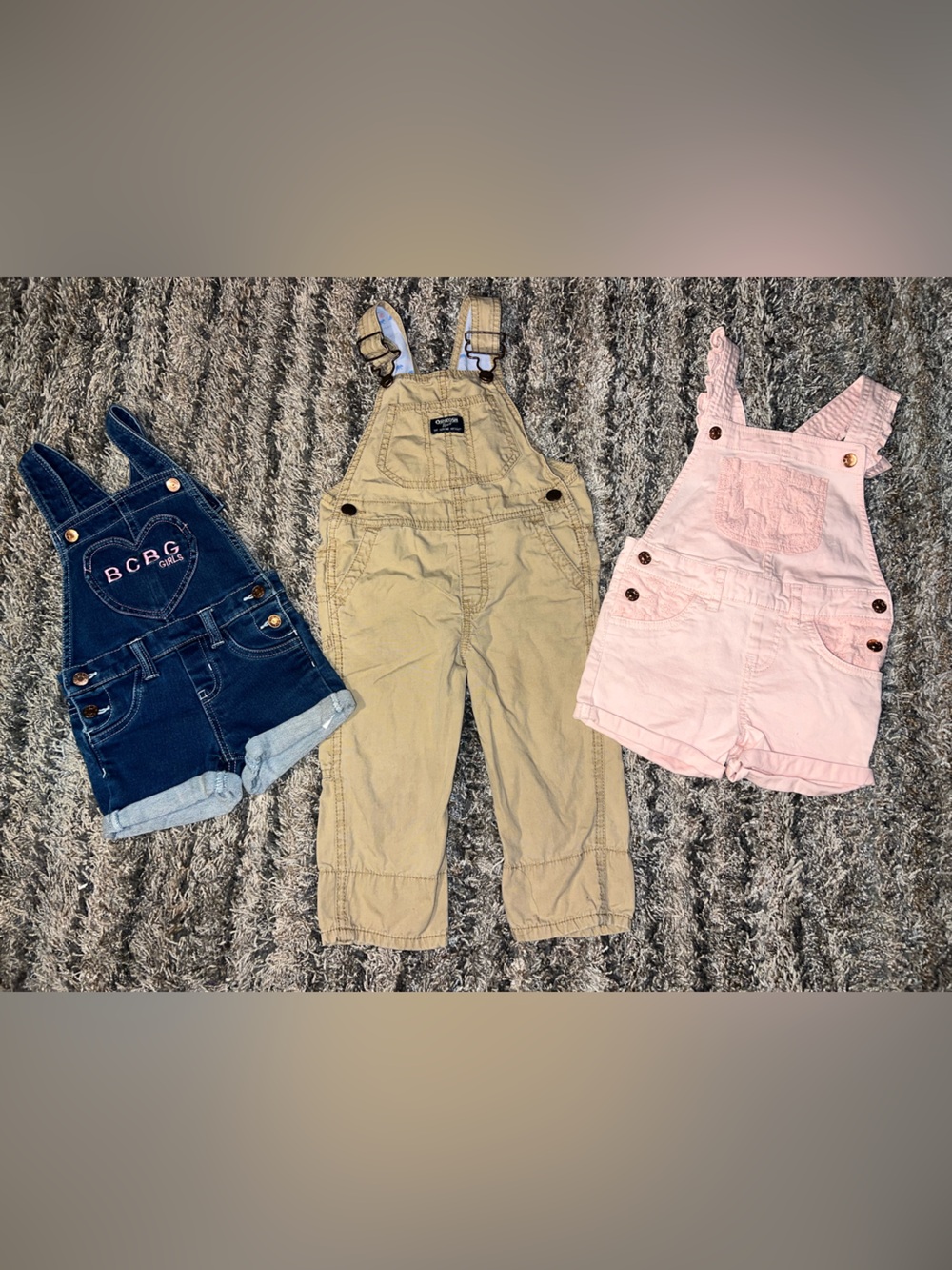 BCBG Dark Blue Denim Shortall with Heart Patch - Kids
